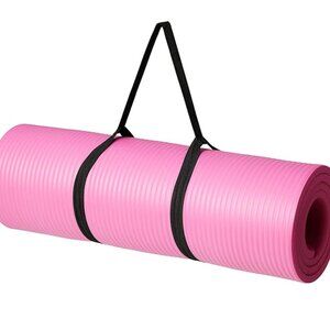 1/2 Inch Extra Thick Exercise Yoga Mat with Carrying Strap Cushioned Pink